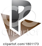 Poster, Art Print Of Brown And Black Glossy Letter P Icon With A Triangle