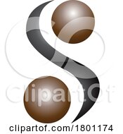 Brown And Black Glossy Letter S Icon With Spheres