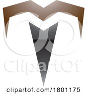 Brown And Black Glossy Letter T Icon With Pointy Tips