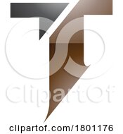 Poster, Art Print Of Brown And Black Glossy Split Shaped Letter T Icon