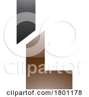 Poster, Art Print Of Brown And Black Glossy Split Shaped Letter L Icon