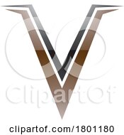 Poster, Art Print Of Brown And Black Glossy Spiky Shaped Letter V Icon