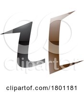 Poster, Art Print Of Brown And Black Glossy Spiky Shaped Letter U Icon