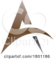 Brown And Black Glossy Spiky Arch Shaped Letter A Icon