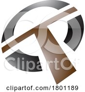 Brown And Black Glossy Round Shaped Letter T Icon