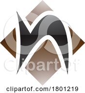 Poster, Art Print Of Brown And Black Glossy Letter N Icon With A Square Diamond Shape