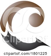 Brown And Black Glossy Round Curly Letter C Icon