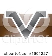 Brown And Black Glossy Rectangle Shaped Letter V Icon