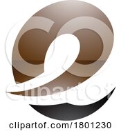 Poster, Art Print Of Brown And Black Glossy Lowercase Letter E Icon With Soft Spiky Curves