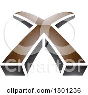 Poster, Art Print Of Brown And Black Glossy 3d Shaped Letter X Icon
