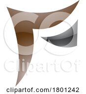 Brown And Black Wavy Glossy Paper Shaped Letter F Icon