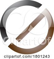 Brown And Black Thin Round Glossy Letter G Icon