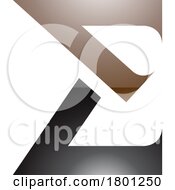 Poster, Art Print Of Brown And Black Sharp Glossy Elegant Letter E Icon