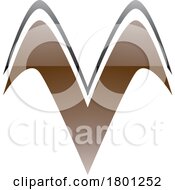 Poster, Art Print Of Brown And Black Glossy Wing Shaped Letter V Icon