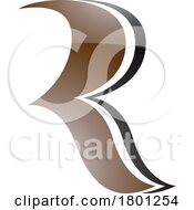 Poster, Art Print Of Brown And Black Glossy Wavy Shaped Letter R Icon