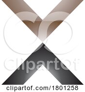Brown And Black Glossy V Shaped Letter X Icon