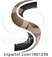 Poster, Art Print Of Brown And Black Glossy Twisted Shaped Letter S Icon