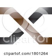 Poster, Art Print Of Brown And Black Glossy Letter X Icon With Crossing Lines