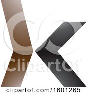 Brown And Black Glossy Lowercase Arrow Shaped Letter K Icon