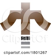 Poster, Art Print Of Brown And Black Glossy Cross Shaped Letter T Icon