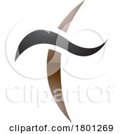 Poster, Art Print Of Brown And Black Glossy Curvy Sword Shaped Letter T Icon