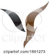 Brown And Black Glossy Diving Bird Shaped Letter Y Icon