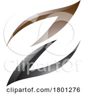 Brown And Black Glossy Fire Shaped Letter Z Icon