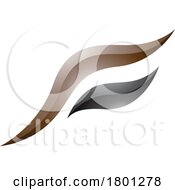 01/17/2024 - Brown And Black Glossy Flying Bird Shaped Letter F Icon
