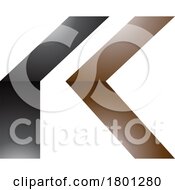 Poster, Art Print Of Brown And Black Glossy Folded Letter K Icon