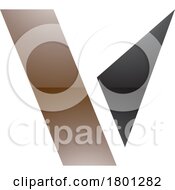 Poster, Art Print Of Brown And Black Glossy Geometrical Shaped Letter V Icon