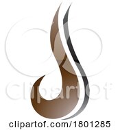 Brown And Black Glossy Hook Shaped Letter J Icon