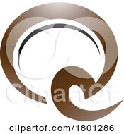 01/17/2024 - Brown And Black Glossy Hook Shaped Letter Q Icon