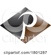 Poster, Art Print Of Brown And Black Glossy Horizontal Diamond Letter P Icon