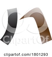 Brown And Black Glossy Letter N Icon With A Curved Rectangle