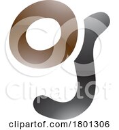Poster, Art Print Of Brown And Black Glossy Letter G Icon With Soft Round Lines