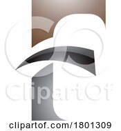 Brown And Black Glossy Letter F Icon With Pointy Tips