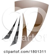 Brown And Black Glossy Letter D Icon With Tails