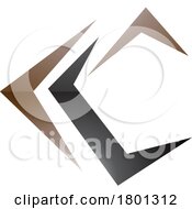 Brown And Black Glossy Letter C Icon With Pointy Tips
