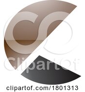 Poster, Art Print Of Brown And Black Glossy Letter C Icon With Half Circles