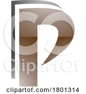 Brown And Black Glossy Layered Letter P Icon