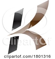 Poster, Art Print Of Brown And Black Glossy Italic Arrow Shaped Letter K Icon