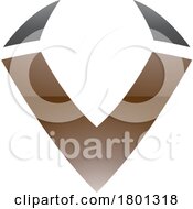 Brown And Black Glossy Horn Shaped Letter V Icon