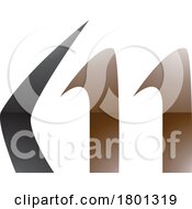01/17/2024 - Brown And Black Glossy Horn Shaped Letter M Icon