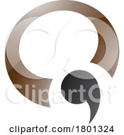 Poster, Art Print Of Brown And Black Glossy Comma Shaped Letter Q Icon