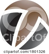 Brown And Black Glossy Circle Shaped Letter T Icon