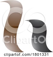 Brown And Black Glossy Calligraphic Letter H Icon