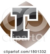01/18/2024 - Brown And Black Glossy Bulged Square Shaped Letter R Icon
