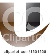 01/18/2024 - Brown And Black Glossy Bold Curvy Shaped Letter U Icon