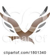 Poster, Art Print Of Brown And Black Glossy Bird Shaped Letter V Icon