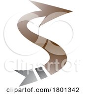 Brown And Black Glossy Arrow Shaped Letter S Icon
